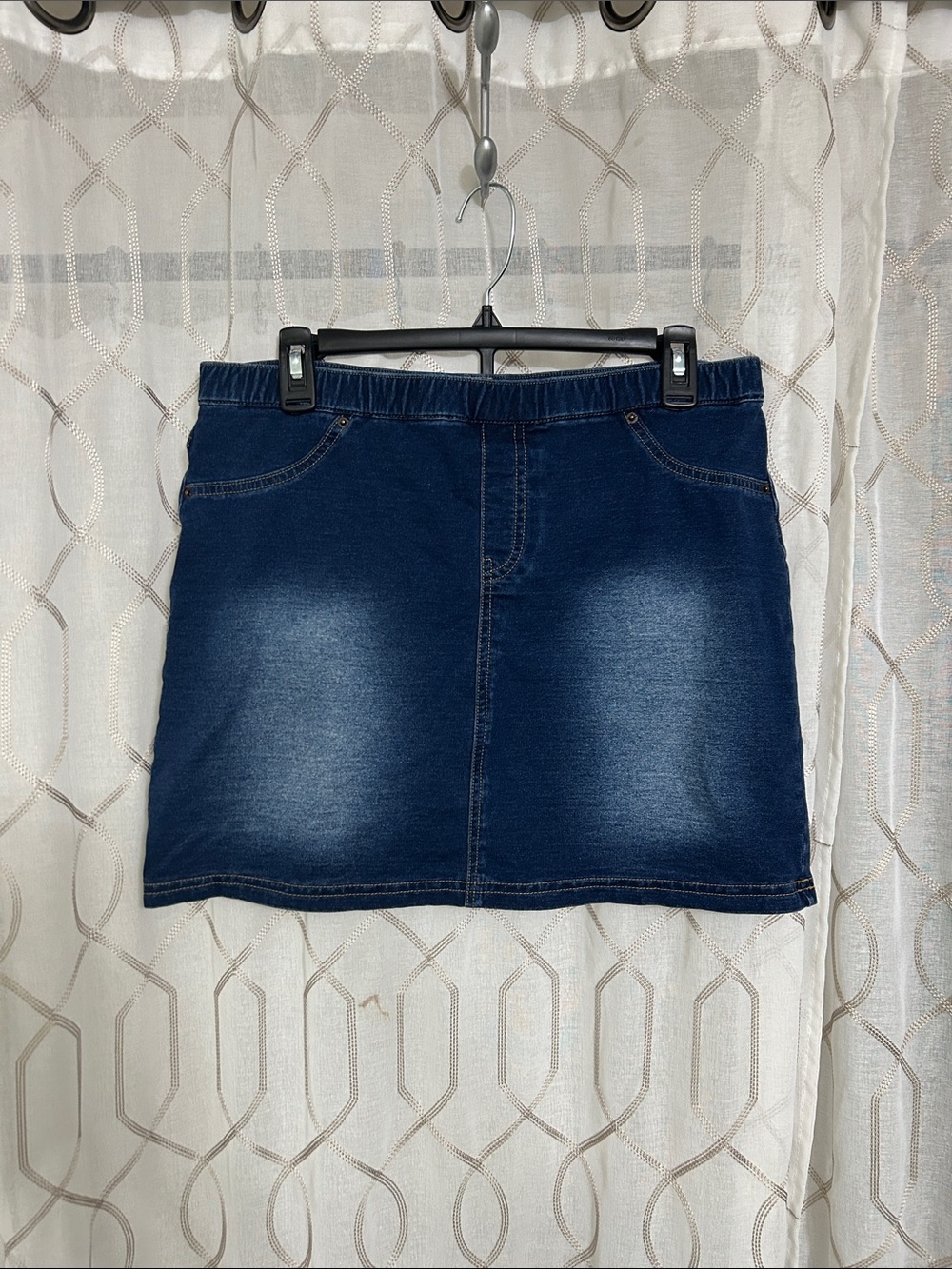 HUE Dark Blue Faded Denim Mini Skirt
